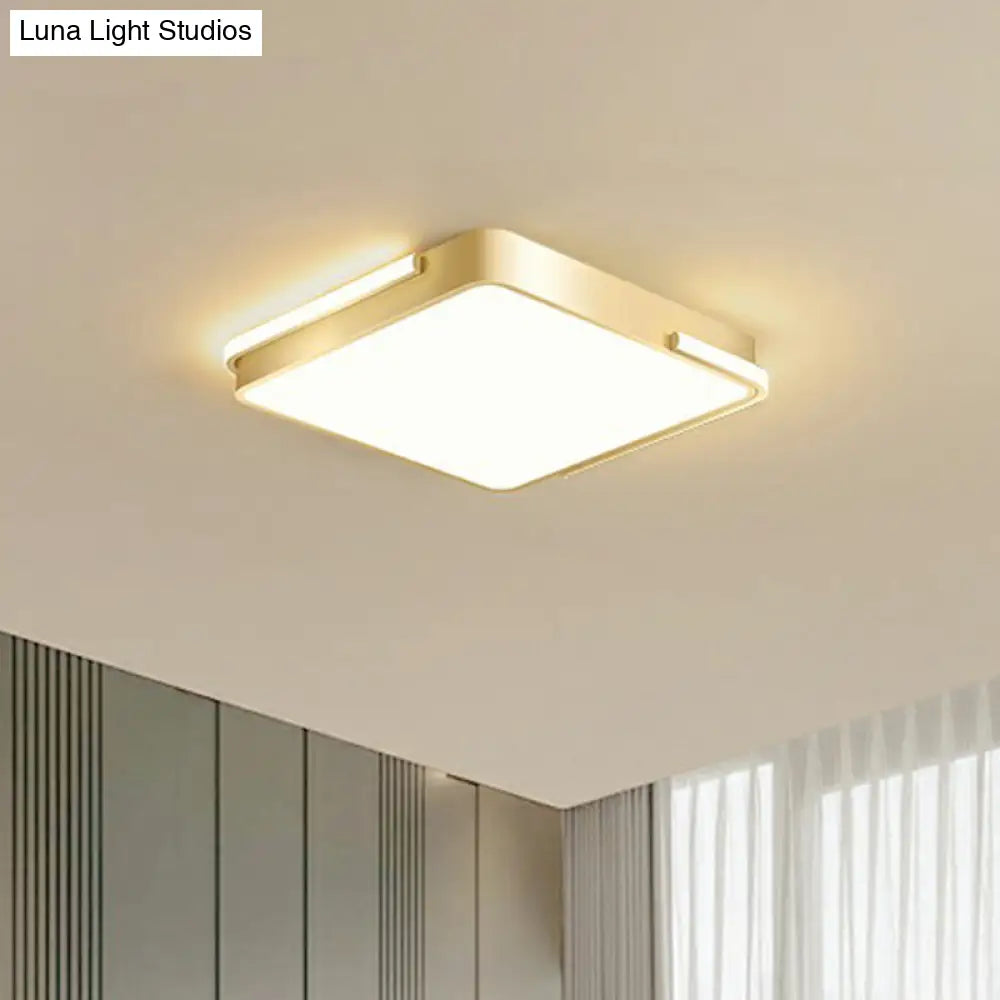 Minimalistic Metallic Geometric Led Ceiling Lamp In Brushed Gold Finish