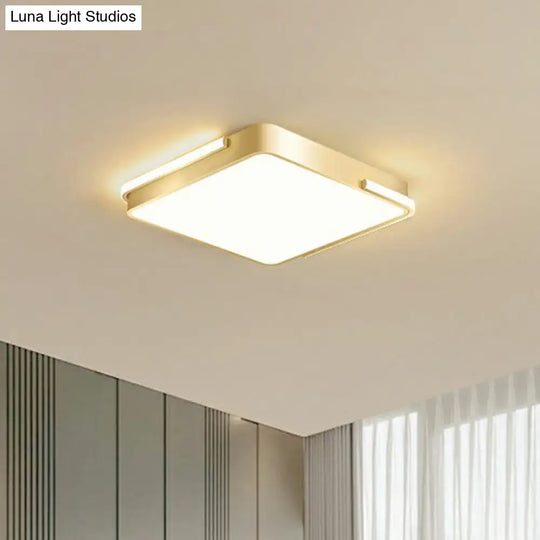 Minimalistic Metallic Geometric Led Ceiling Lamp In Brushed Gold Finish