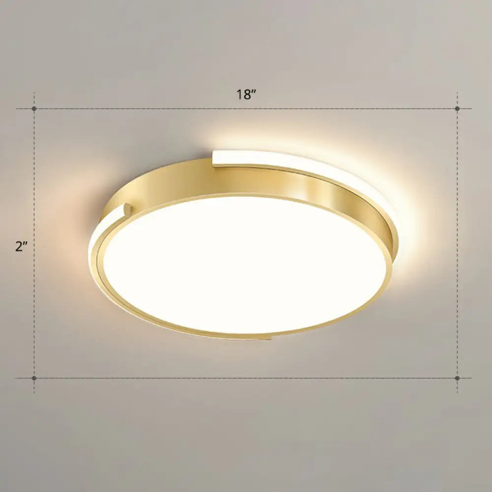 Minimalistic Metallic Geometric Led Ceiling Lamp In Brushed Gold Finish / Remote Control Stepless