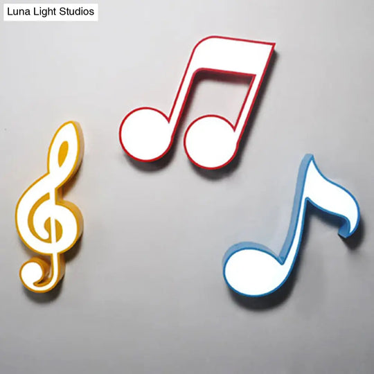 Minimalistic Metallic Led Flush Ceiling Light For Childs Room With Musical Note Design