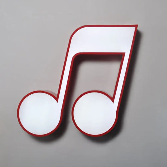 Minimalistic Metallic Led Flush Ceiling Light For Child’s Room With Musical Note Design Red / Warm