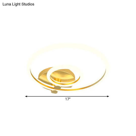 Minimalistic Metallic Led Gold Hoop Ceiling Mounted Fixture For Bedroom