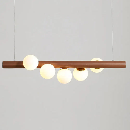 Minimalistic Milk Glass Suspension Light: Elegant Jewelry Pendant For Dining Room 5 / Dark Wood