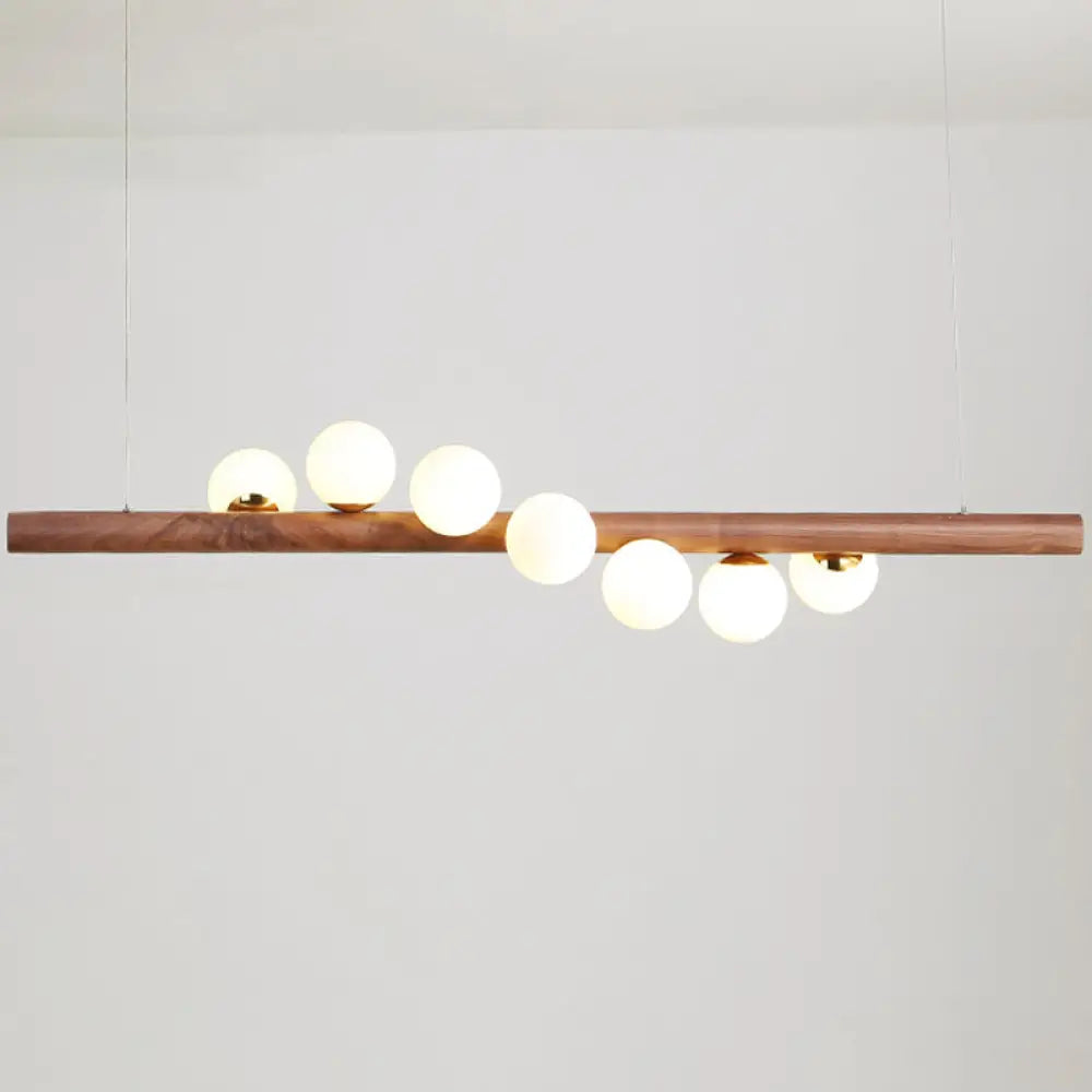 Minimalistic Milk Glass Suspension Light: Elegant Jewelry Pendant For Dining Room 7 / Dark Wood