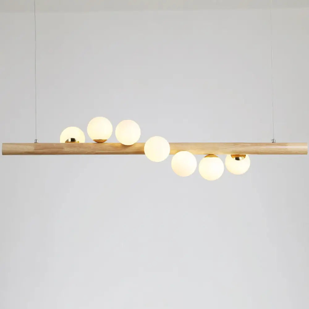 Minimalistic Milk Glass Suspension Light: Elegant Jewelry Pendant For Dining Room 7 / Wood