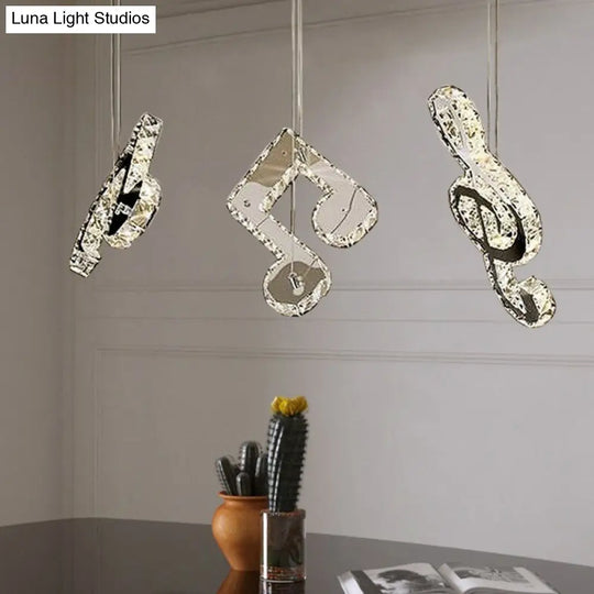 Clear Crystal Music Note Ceiling Light For Minimalistic Restaurants