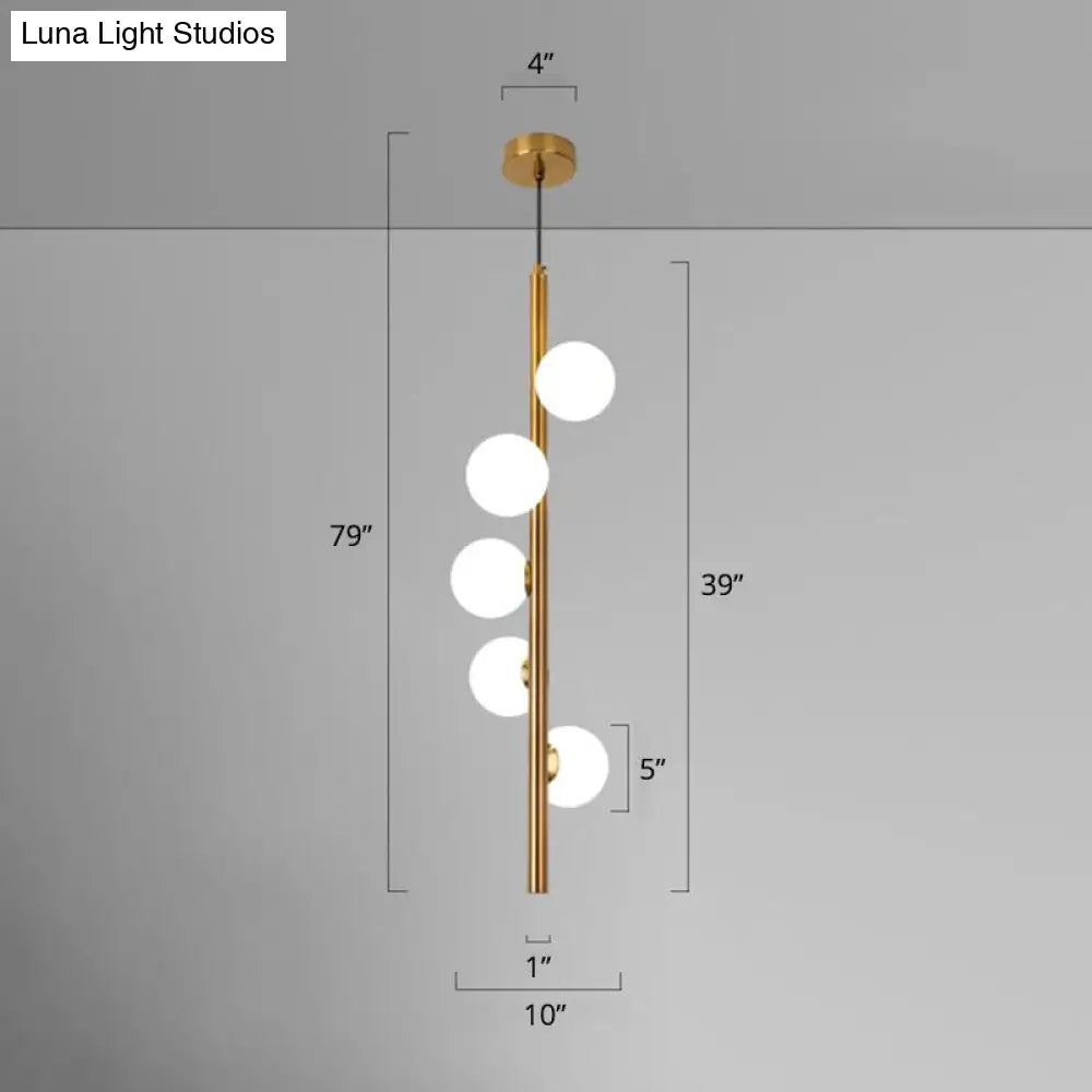 Minimalist Opal Glass Orb Pendant Light For Living Room Chandelier 5 / Gold