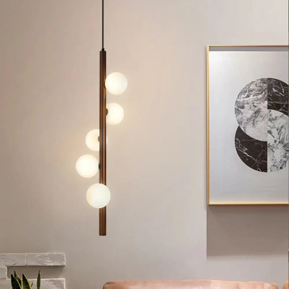 Minimalistic Opal Glass Pendant Chandelier For Living Room Lighting 5 / Coffee