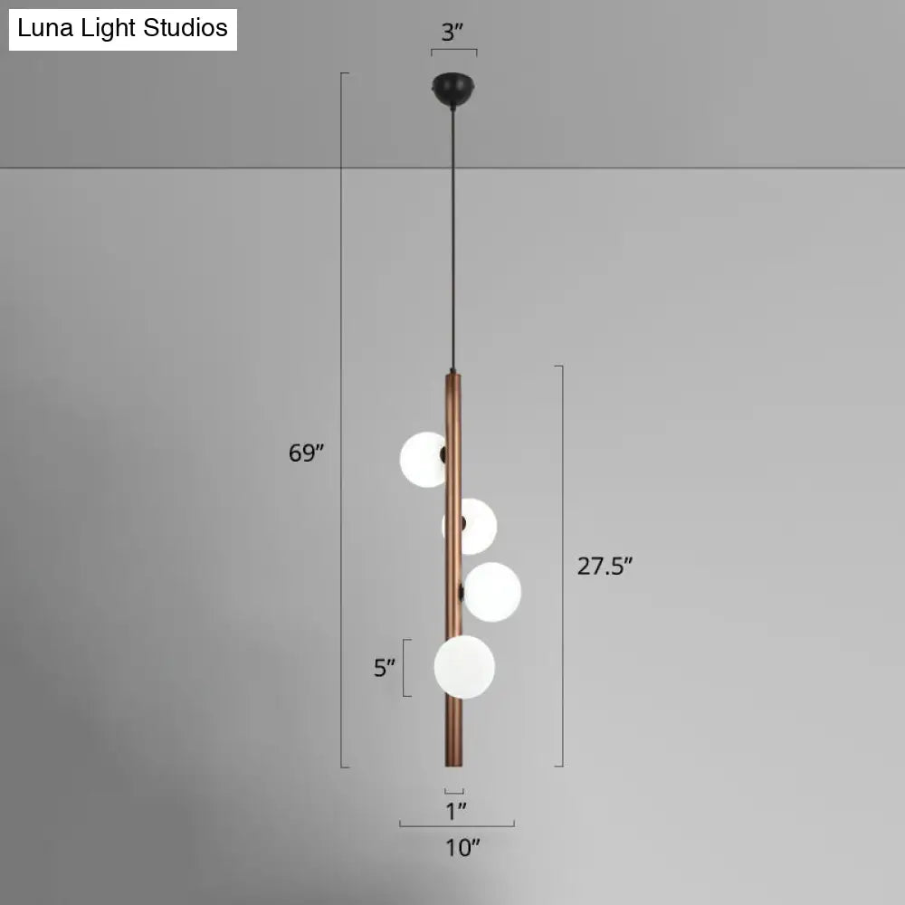 Minimalist Opal Glass Orb Pendant Light For Living Room Chandelier 4 / Coffee