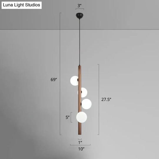 Minimalist Opal Glass Orb Pendant Light For Living Room Chandelier 4 / Coffee