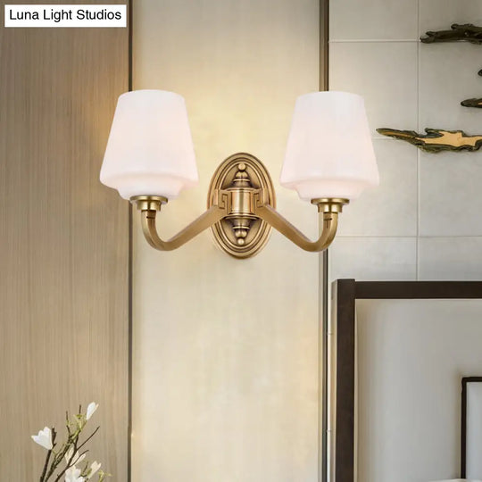 Minimalistic Opaline Glass Wall Sconce: Golden Bedside Lamp Fixture