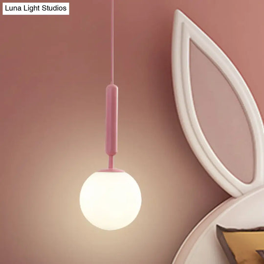 Minimalistic Pink Wall Pendant Light With Frosted/Clear Water Glass Shade - Ball Finishing