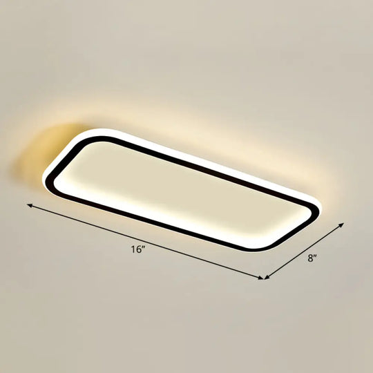 Minimalistic Rectangular Led Flush Ceiling Light Fixture Black / 16 Warm