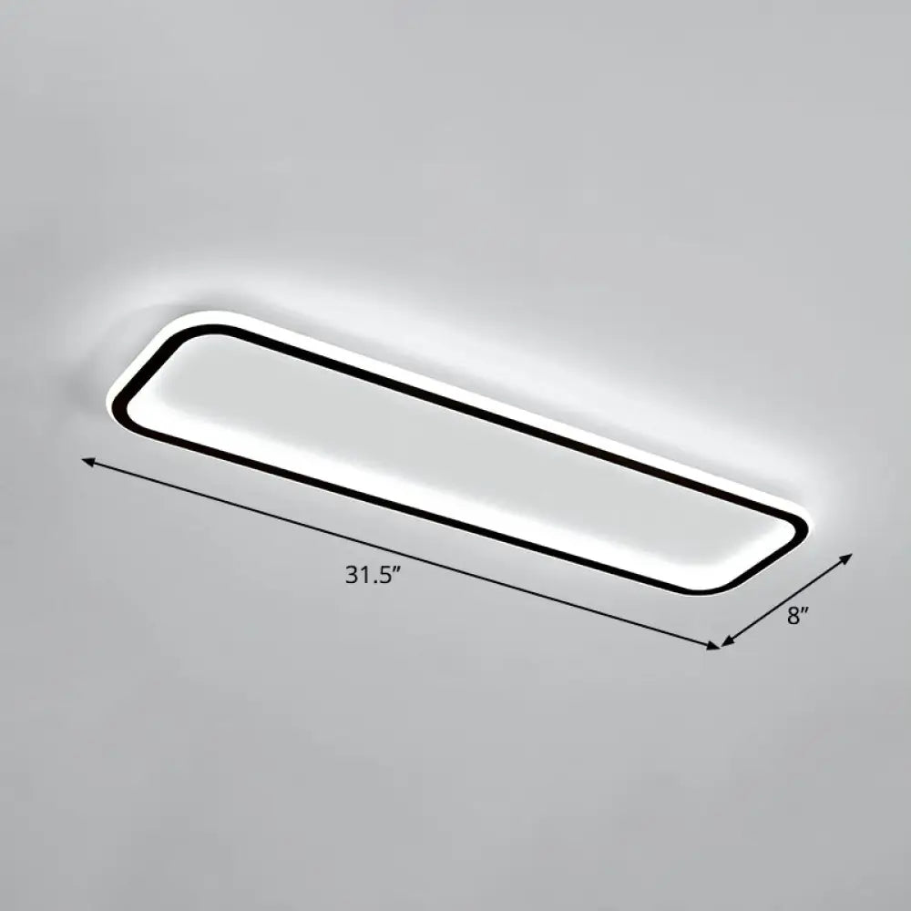 Minimalistic Rectangular Led Flush Ceiling Light Fixture Black / 31.5 White