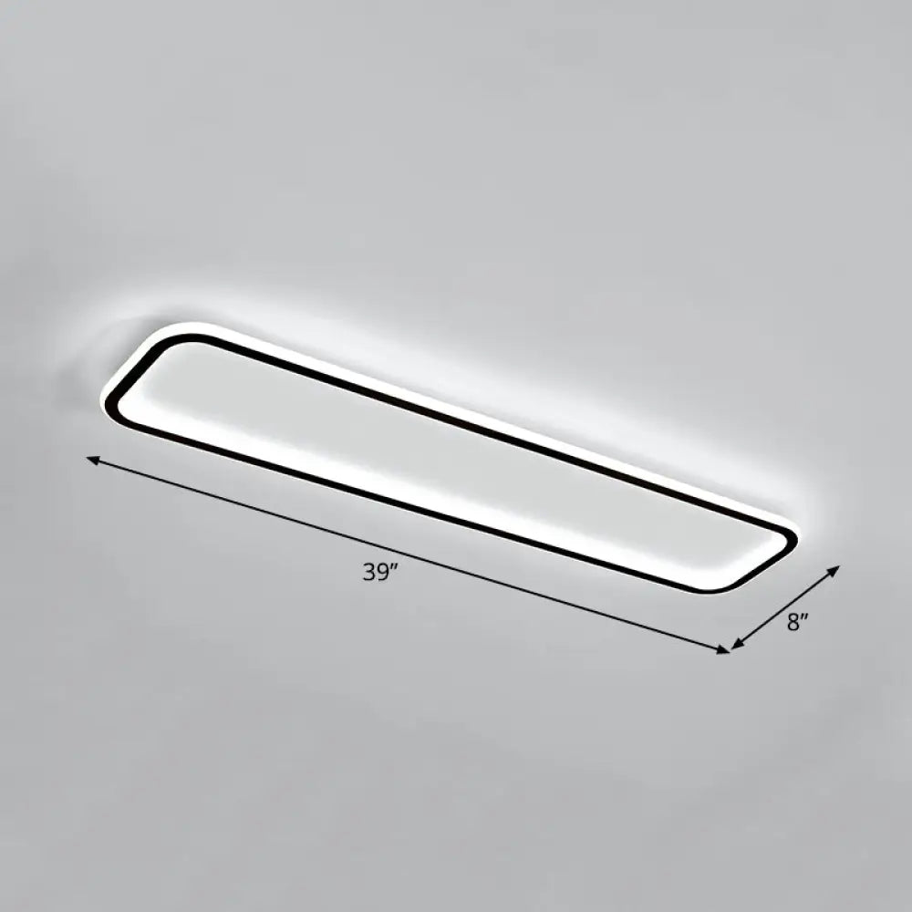 Minimalistic Rectangular Led Flush Ceiling Light Fixture Black / 39 White