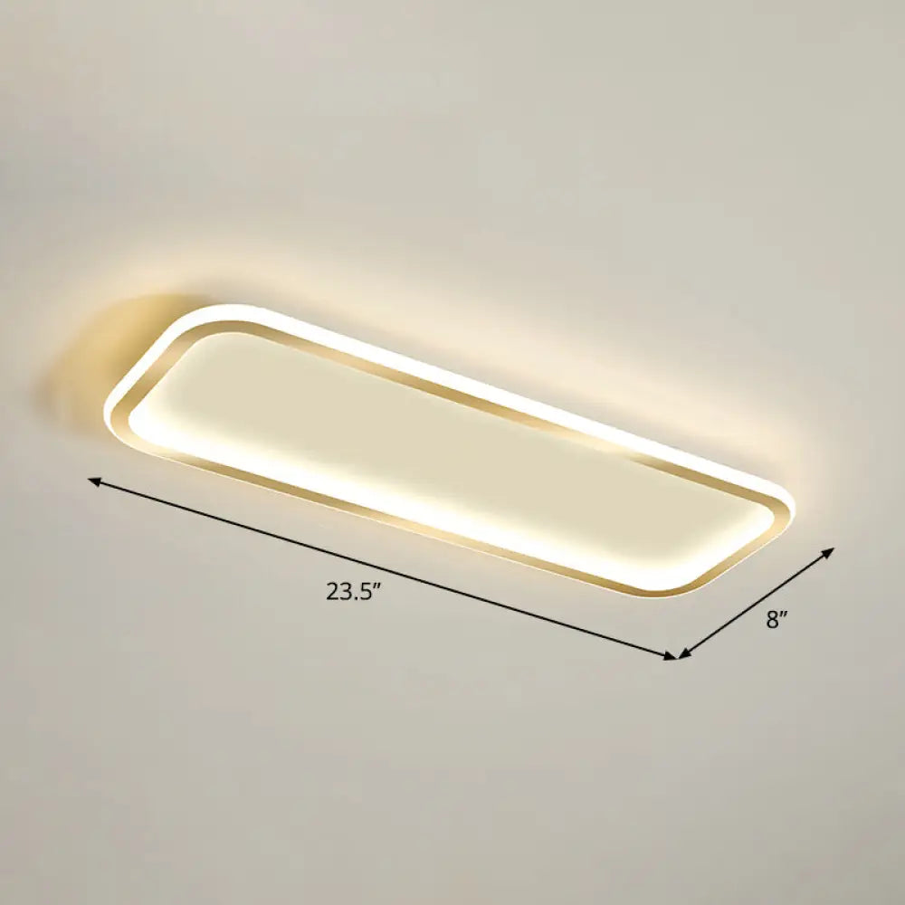 Minimalistic Rectangular Led Flush Ceiling Light Fixture Gold / 23.5 Warm