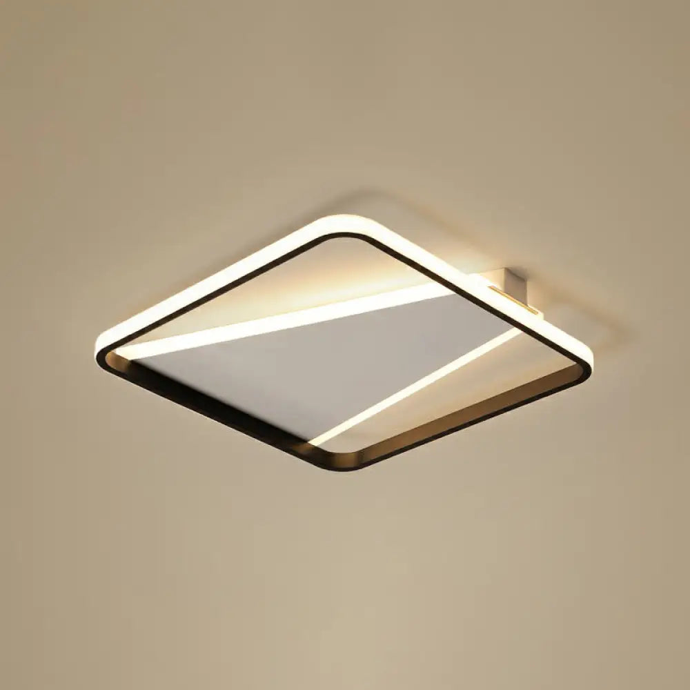 Minimalistic Square Black Acrylic Led Flush Mount Ceiling Light / 16.5’