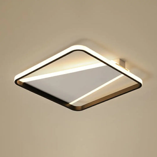 Minimalistic Square Black Acrylic Led Flush Mount Ceiling Light / 20.5’