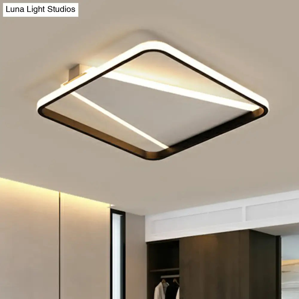 Minimalistic Square Black Acrylic Led Flush Mount Ceiling Light