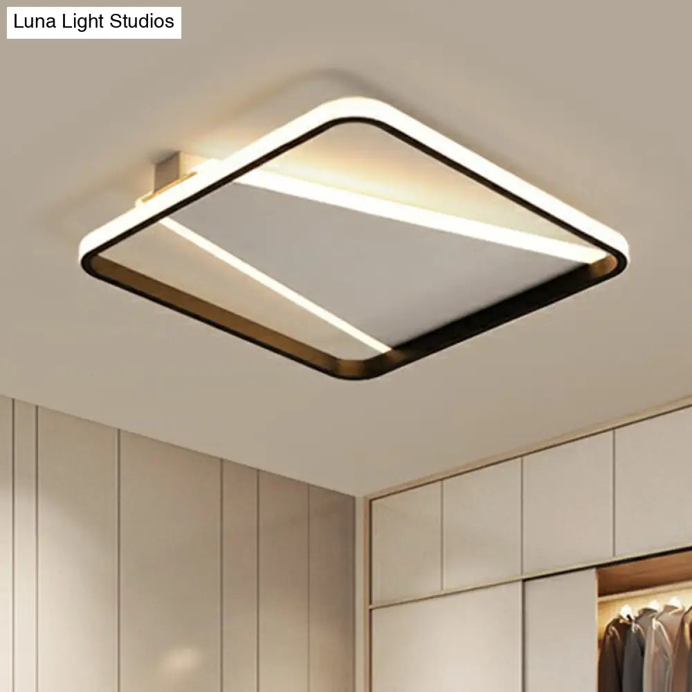 Minimalistic Square Black Acrylic Led Flush Mount Ceiling Light