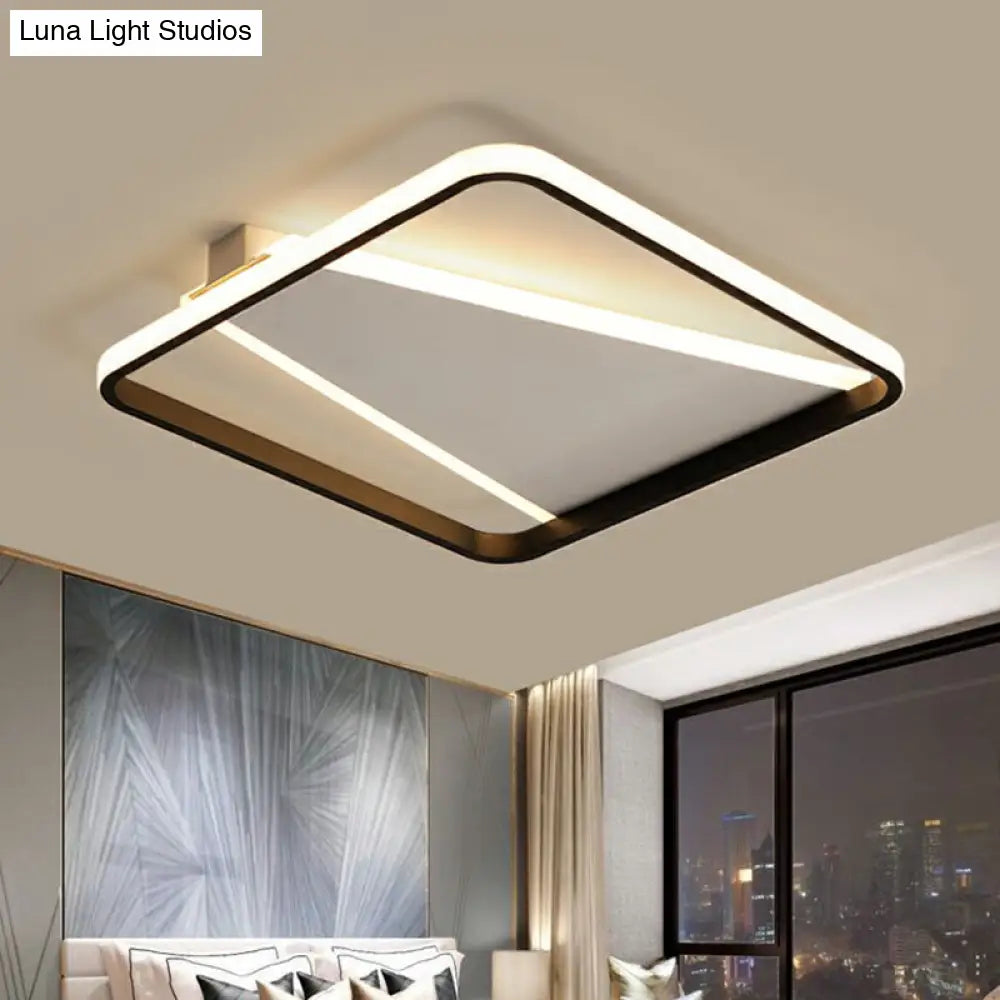 Minimalistic Square Black Acrylic Led Flush Mount Ceiling Light