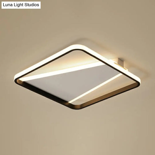 Minimalistic Square Black Acrylic Led Flush Mount Ceiling Light / 20.5