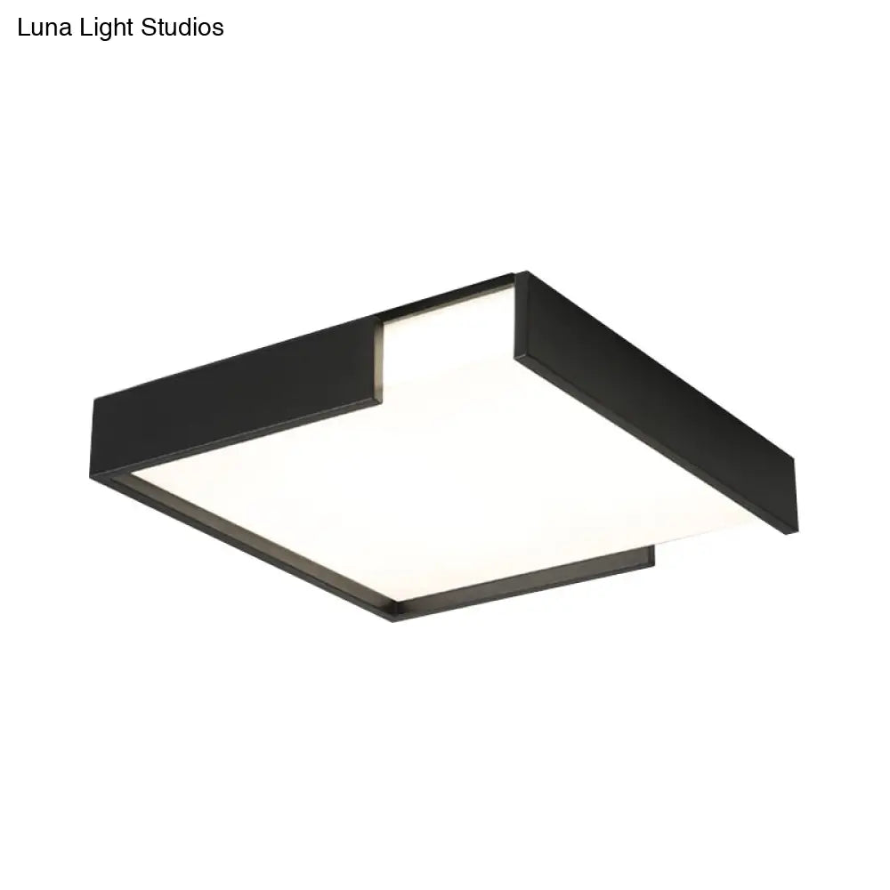 Minimalistic Squared Led Flush Mount Light In Black/White - 16’/19.5’ Dia For Bedroom With