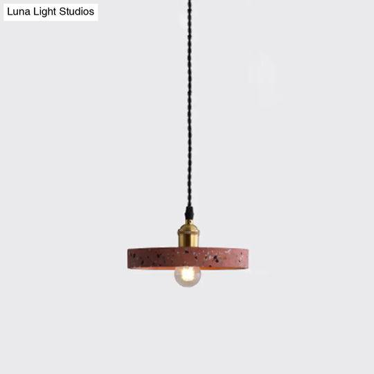 Minimalistic Geometric Terrazzo Pendant Light - Dining Room Ceiling Suspension Lighting Red / Round