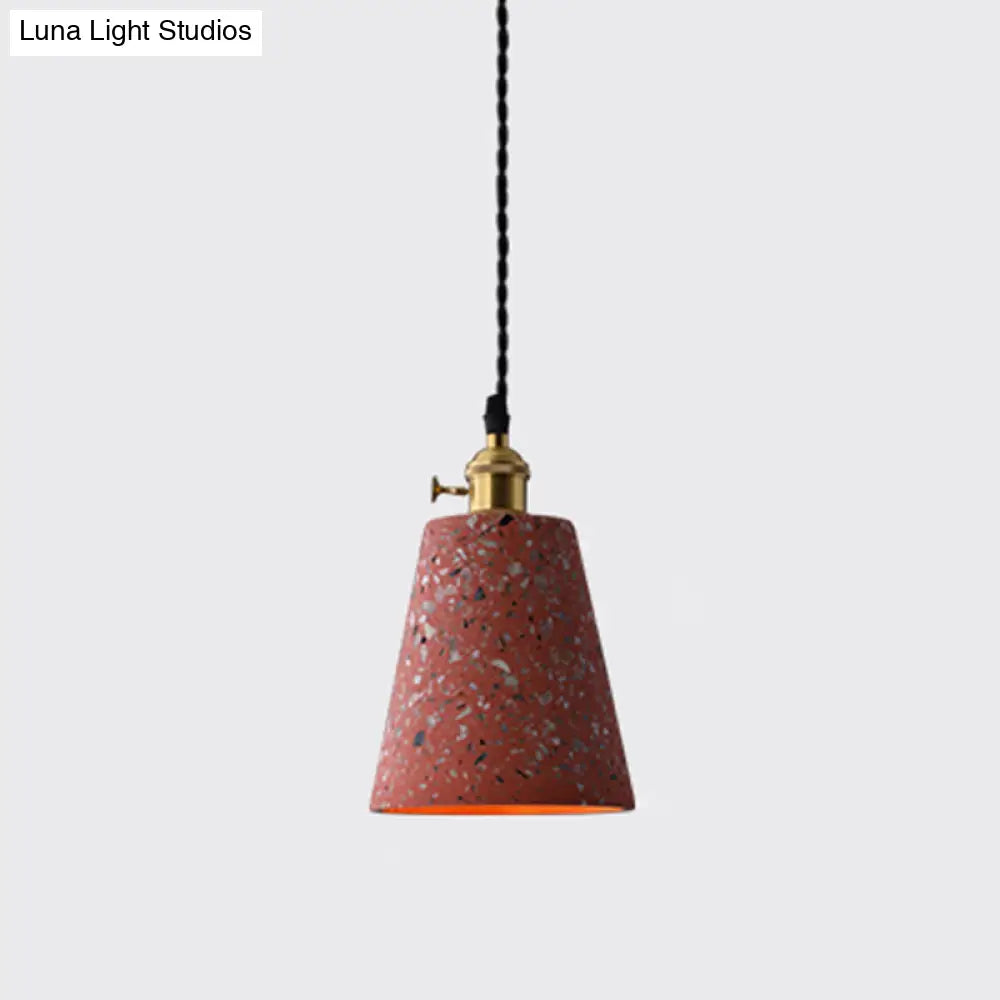 Minimalistic Geometric Terrazzo Pendant Light - Dining Room Ceiling Suspension Lighting Red / Cone