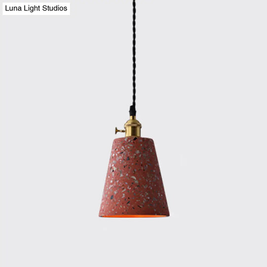 Minimalistic Geometric Terrazzo Pendant Light - Dining Room Ceiling Suspension Lighting Red / Cone