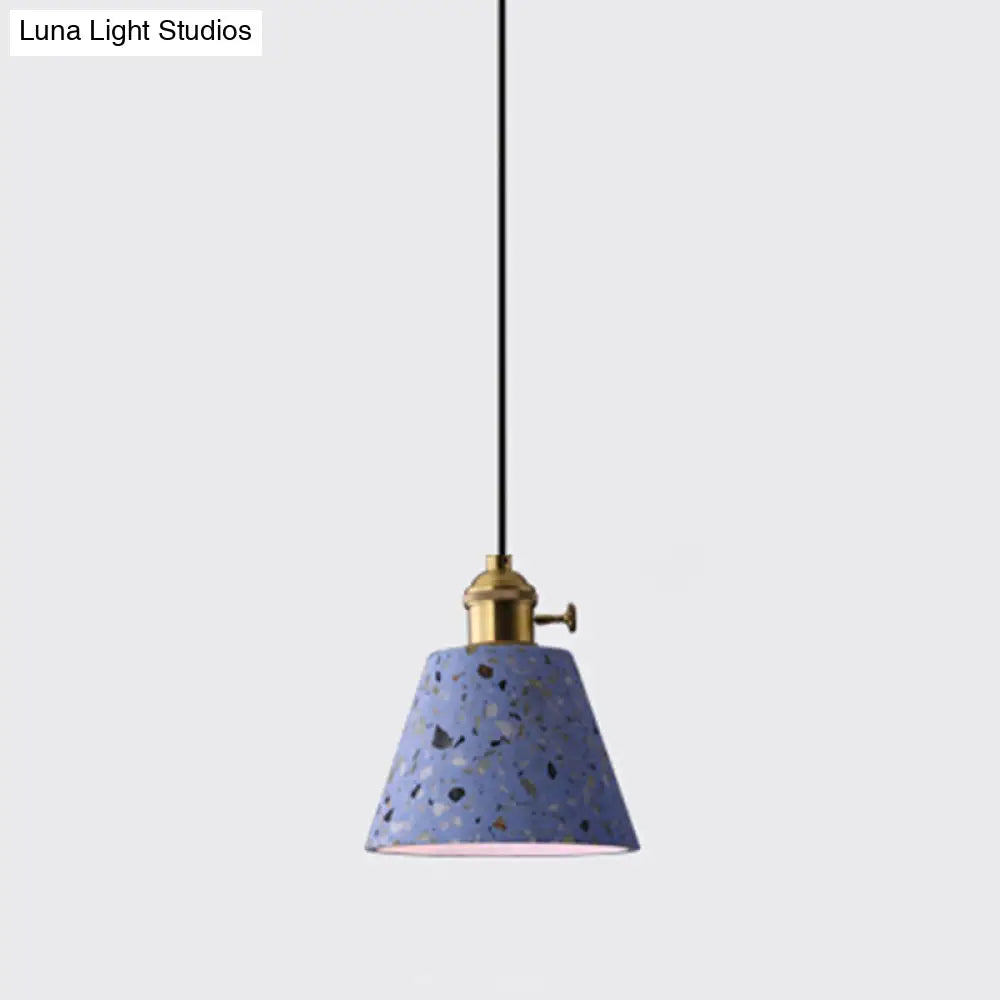 Minimalistic Geometric Terrazzo Pendant Light - Dining Room Ceiling Suspension Lighting Blue /