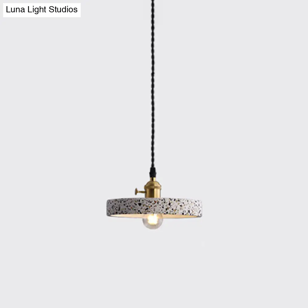 Minimalistic Geometric Terrazzo Pendant Light - Dining Room Ceiling Suspension Lighting White /