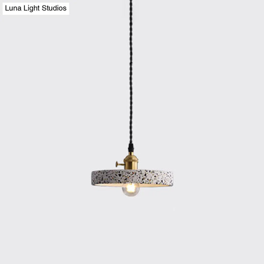 Minimalistic Geometric Terrazzo Pendant Light - Dining Room Ceiling Suspension Lighting White /