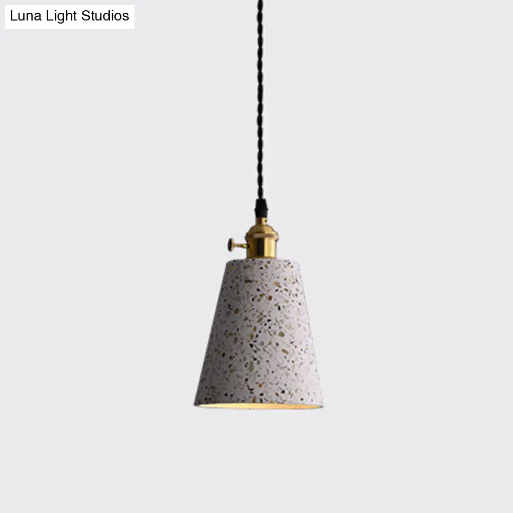 Minimalistic Geometric Terrazzo Pendant Light - Dining Room Ceiling Suspension Lighting White / Cone