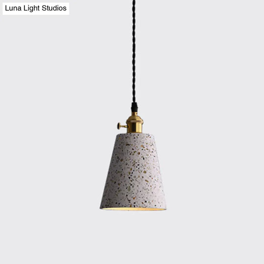 Minimalistic Geometric Terrazzo Pendant Light - Dining Room Ceiling Suspension Lighting White / Cone