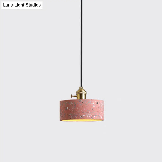 Minimalistic Geometric Terrazzo Pendant Light - Dining Room Ceiling Suspension Lighting Red / Drum