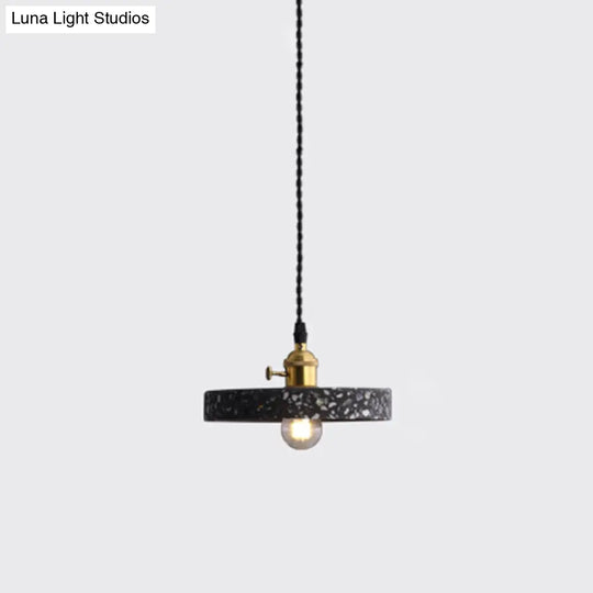 Minimalistic Geometric Terrazzo Pendant Light - Dining Room Ceiling Suspension Lighting Black /