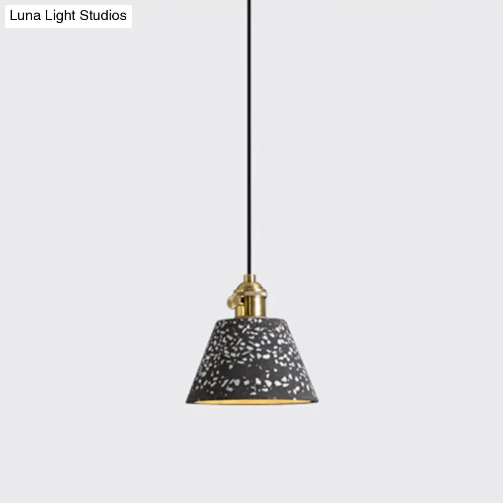 Minimalistic Geometric Terrazzo Pendant Light - Dining Room Ceiling Suspension Lighting Black /