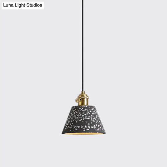 Minimalistic Geometric Terrazzo Pendant Light - Dining Room Ceiling Suspension Lighting Black /