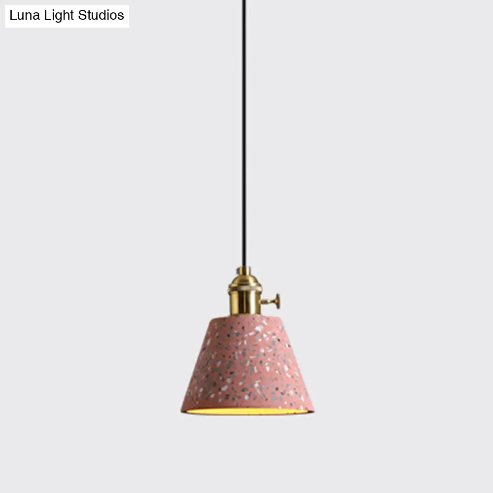 Minimalistic Geometric Terrazzo Pendant Light - Dining Room Ceiling Suspension Lighting Red / Barrel