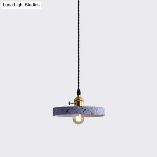 Minimalistic Geometric Terrazzo Pendant Light - Dining Room Ceiling Suspension Lighting Blue / Round