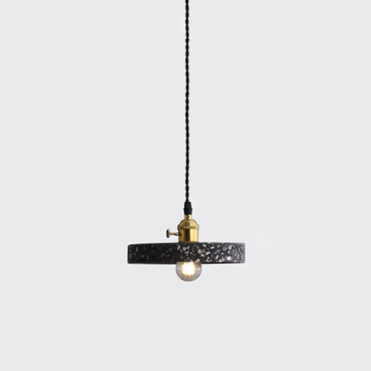 Minimalistic Terrazzo Pendant Light For Dining Room Ceiling - Geometric Design 1 Head Black / Round