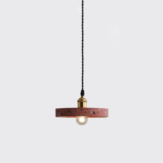 Minimalistic Terrazzo Pendant Light For Dining Room Ceiling - Geometric Design 1 Head Red / Round