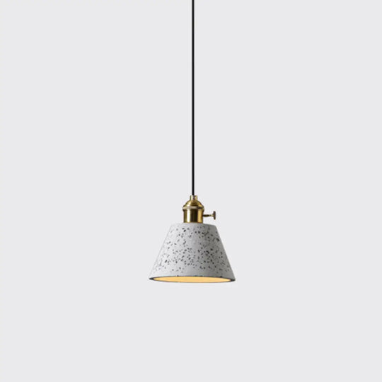 Minimalistic Terrazzo Pendant Light For Dining Room Ceiling - Geometric Design 1 Head White / Barrel