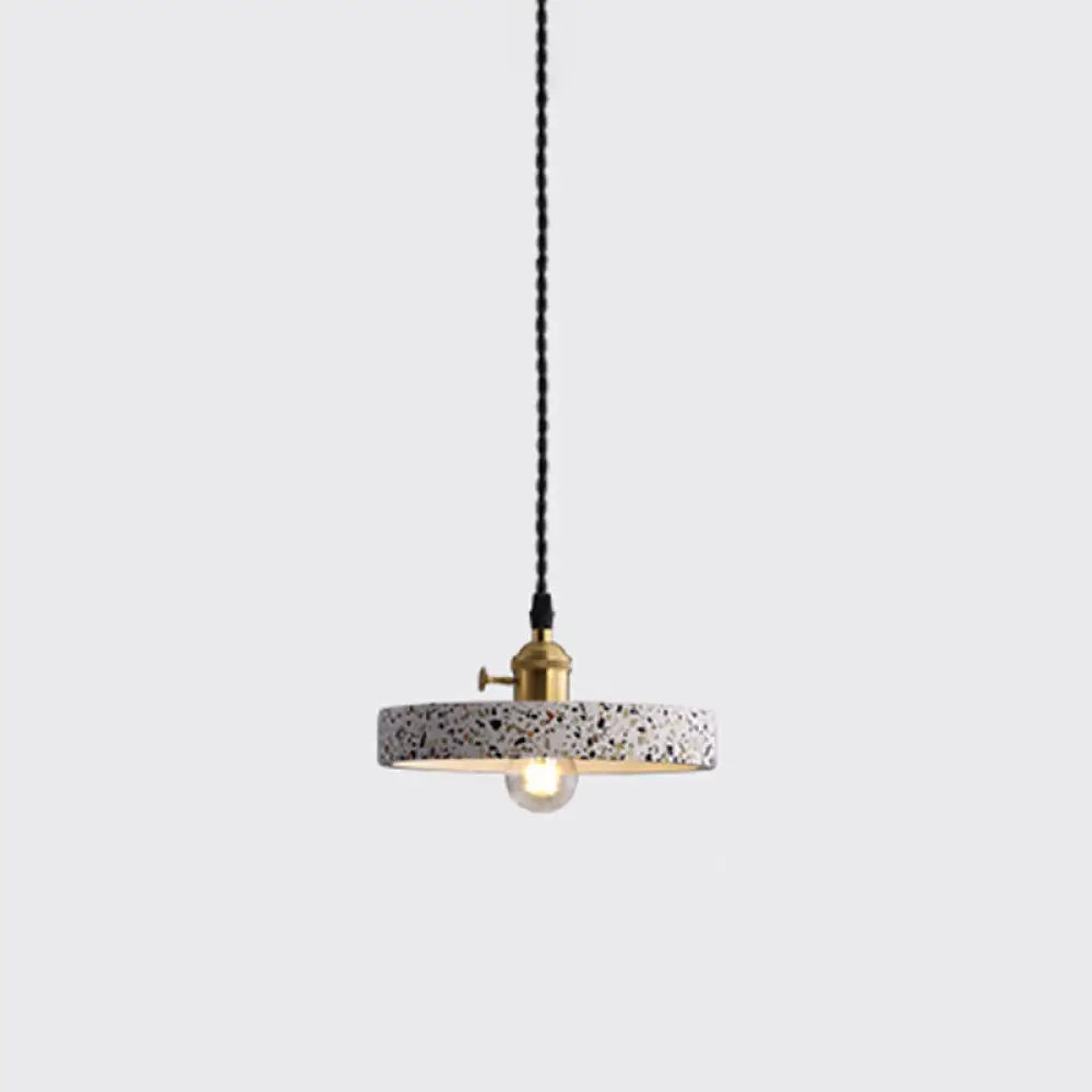 Minimalistic Terrazzo Pendant Light For Dining Room Ceiling - Geometric Design 1 Head White / Round