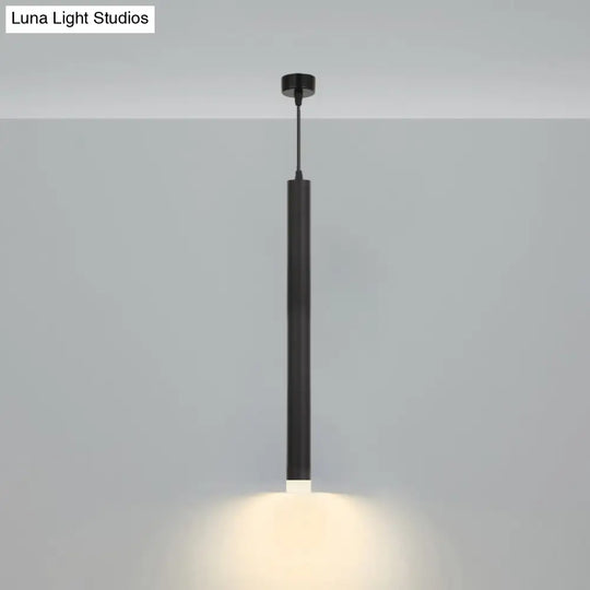 Minimalistic Tube Design Led Hanging Lamp For Bedside Suspension Pendant Light In Black / Column