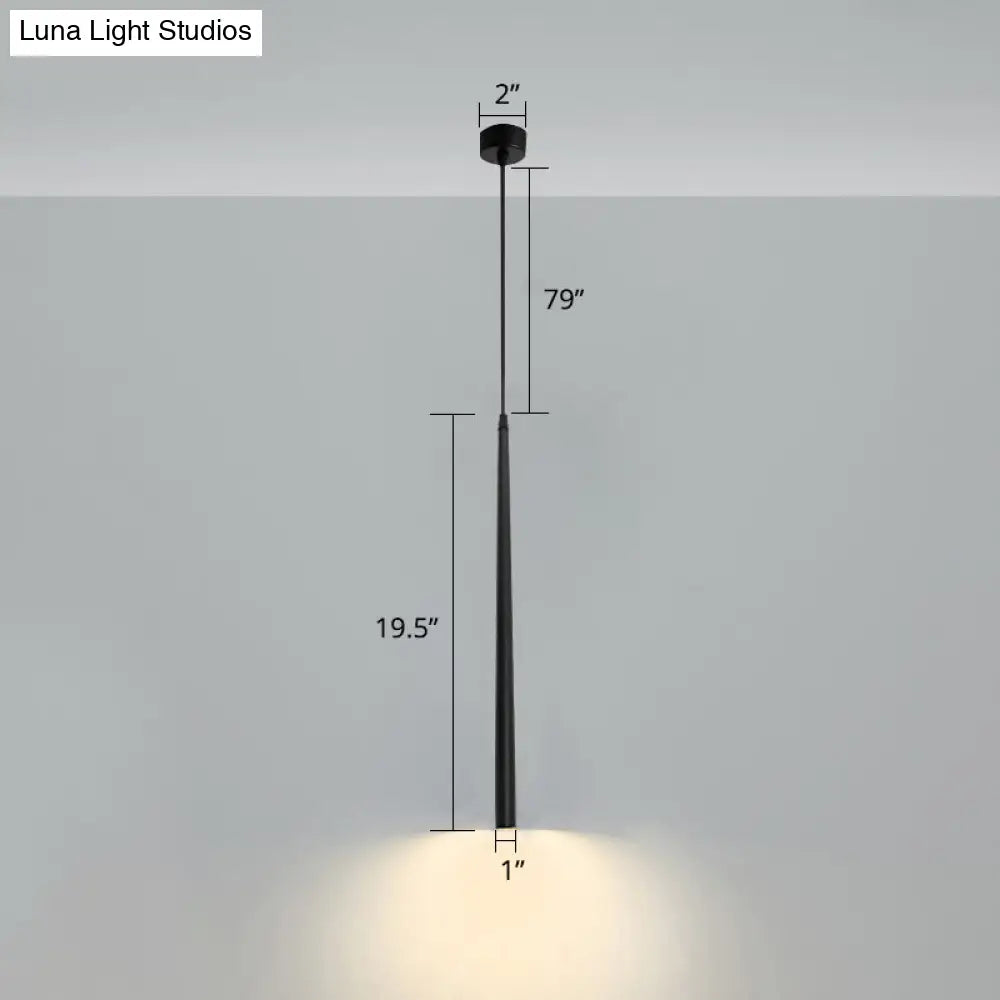 Minimalistic Tube Design Led Hanging Lamp For Bedside Suspension Pendant Light In Black Lighting