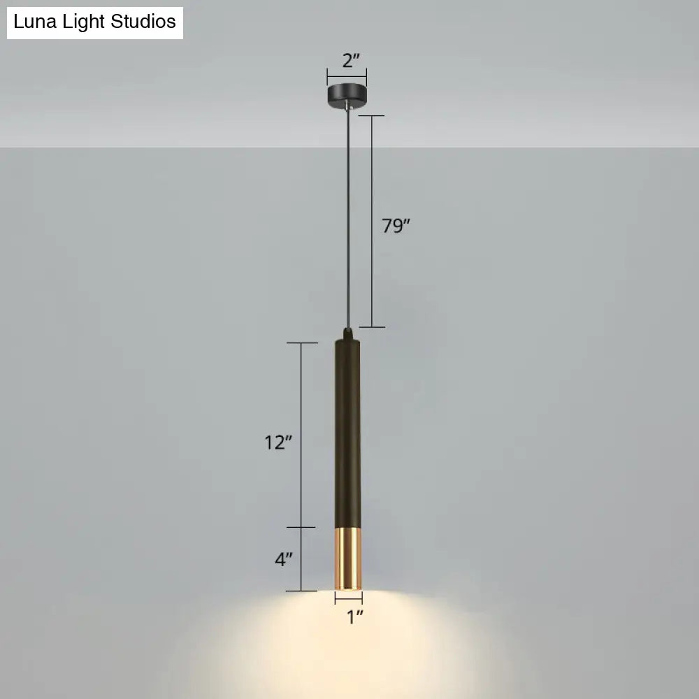 Minimalistic Tube Design Led Hanging Lamp For Bedside Suspension Pendant Light In Black Lighting