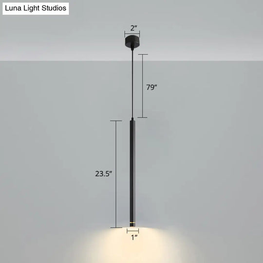 Minimalistic Tube Design Led Hanging Lamp For Bedside Suspension Pendant Light In Black Lighting