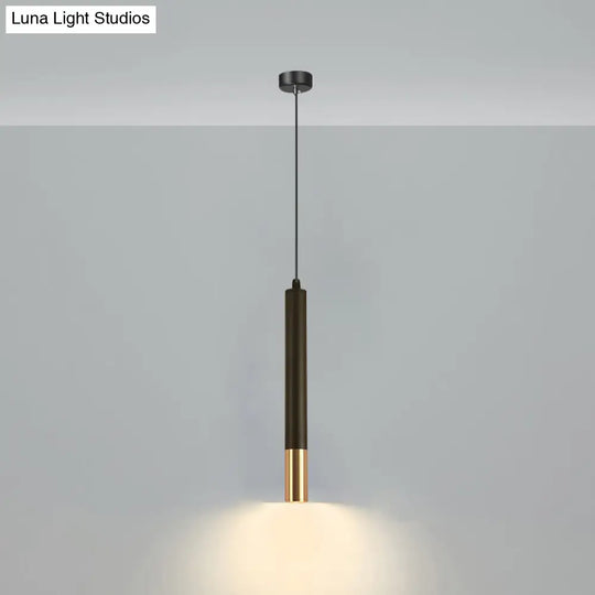 Minimalistic Tube Design Led Hanging Lamp For Bedside Suspension Pendant Light In Black / Geometric